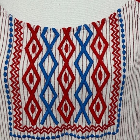 Anthropologie Laia Striped Embroidered Drawstring Tank Dress Size XS - Picture 3 of 7